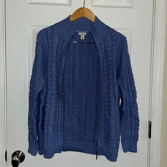 L. L. Bean Double L Cable Sweater, Zip Cardigan - Picture 5 of 10